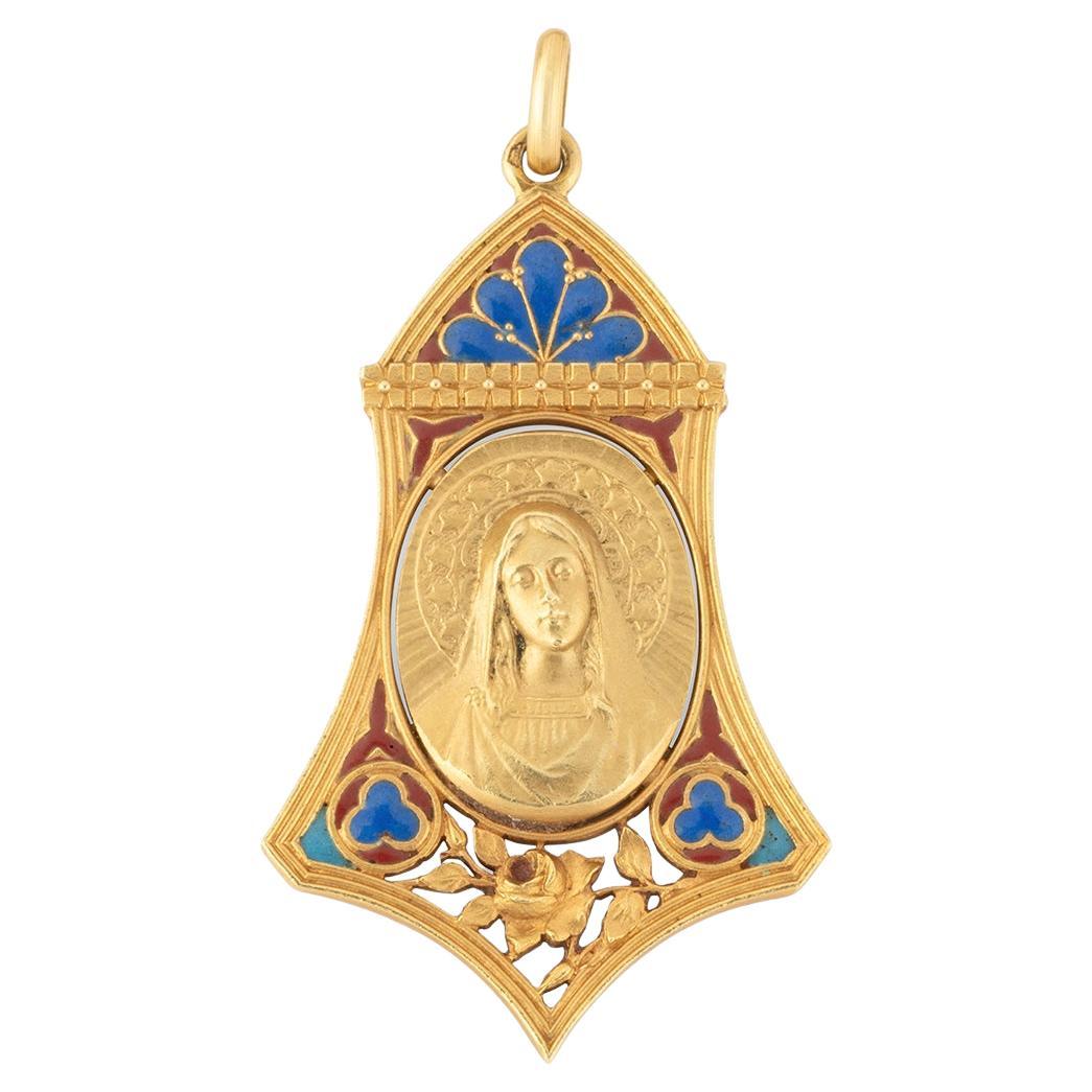 Medalla religiosa Art Nouveau firmada P.L.Dasset