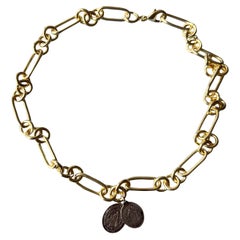 Medaillon Kette Halskette Choker Jungfrau Maria Silber Vintage
