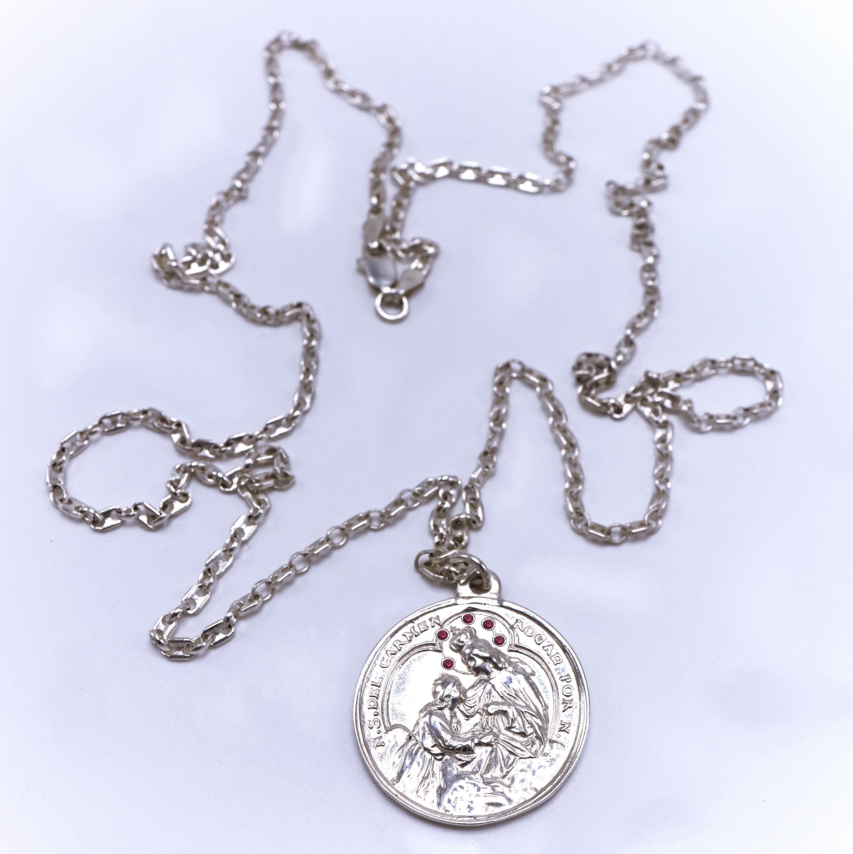 Medal Chain Necklace Miraculous Virgin Mary Ruby Silver J Dauphin

J DAUPHIN necklace 