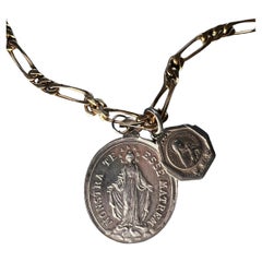 Mother Mary Medal Chain Necklace Vintage