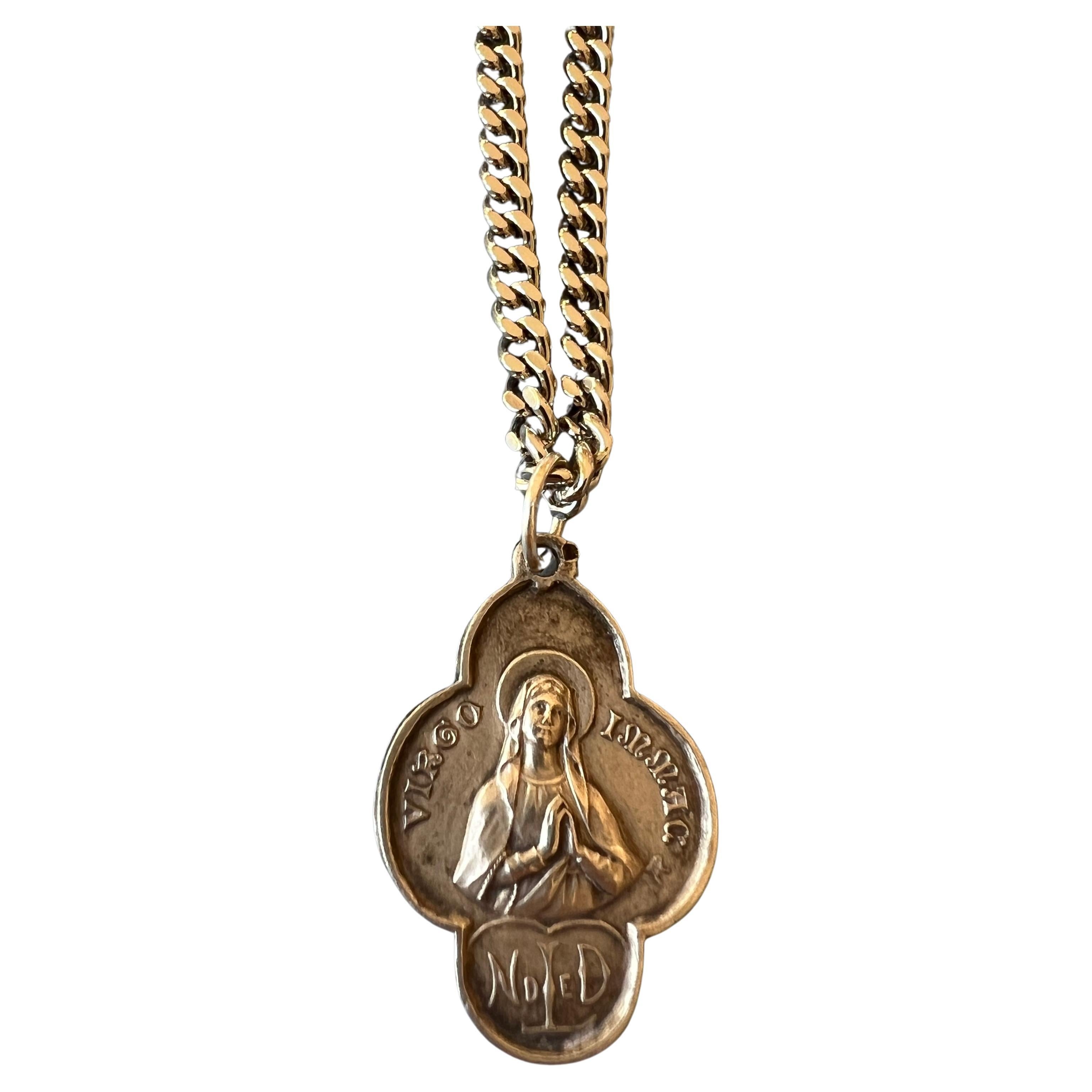 Medalla Cadena Paladio Collar Virgen María Trébol Virgo Souvenir Lourdes en Nuevo Estado en Los Angeles, CA