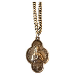 Medalla Cadena Paladio Collar Virgen María Trébol Virgo Souvenir Lourdes