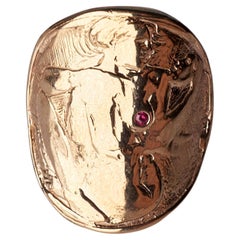 Cocktail Ring Coin Woman Ruby Bronze J Dauphin