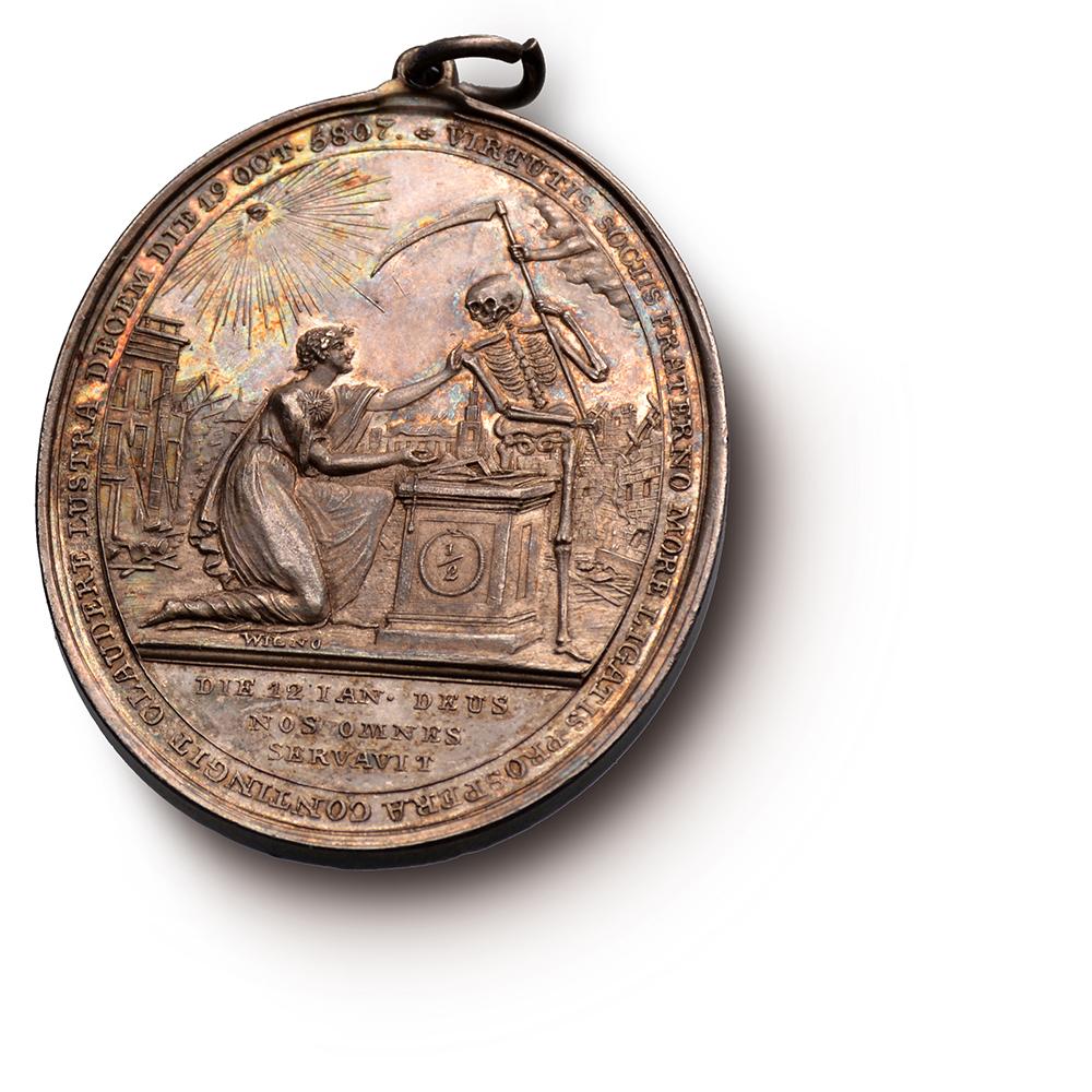 Medal In memory of the gunpowder ship disaster am 12. Januar (Neoklassisch) im Angebot