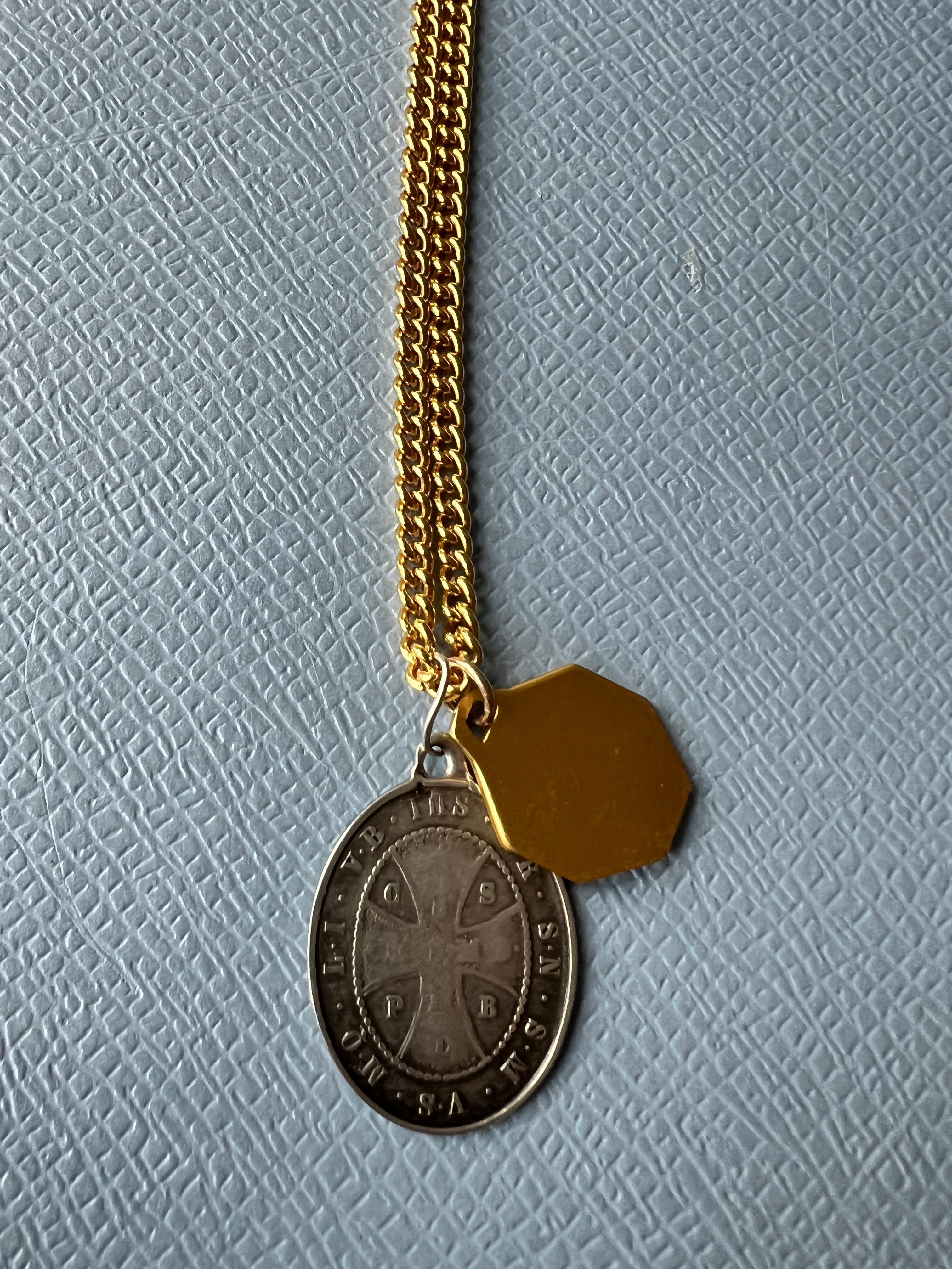 Medal Necklace Pendant Vintage Virgin Mary Silver Gold Plated J Dauphin 2