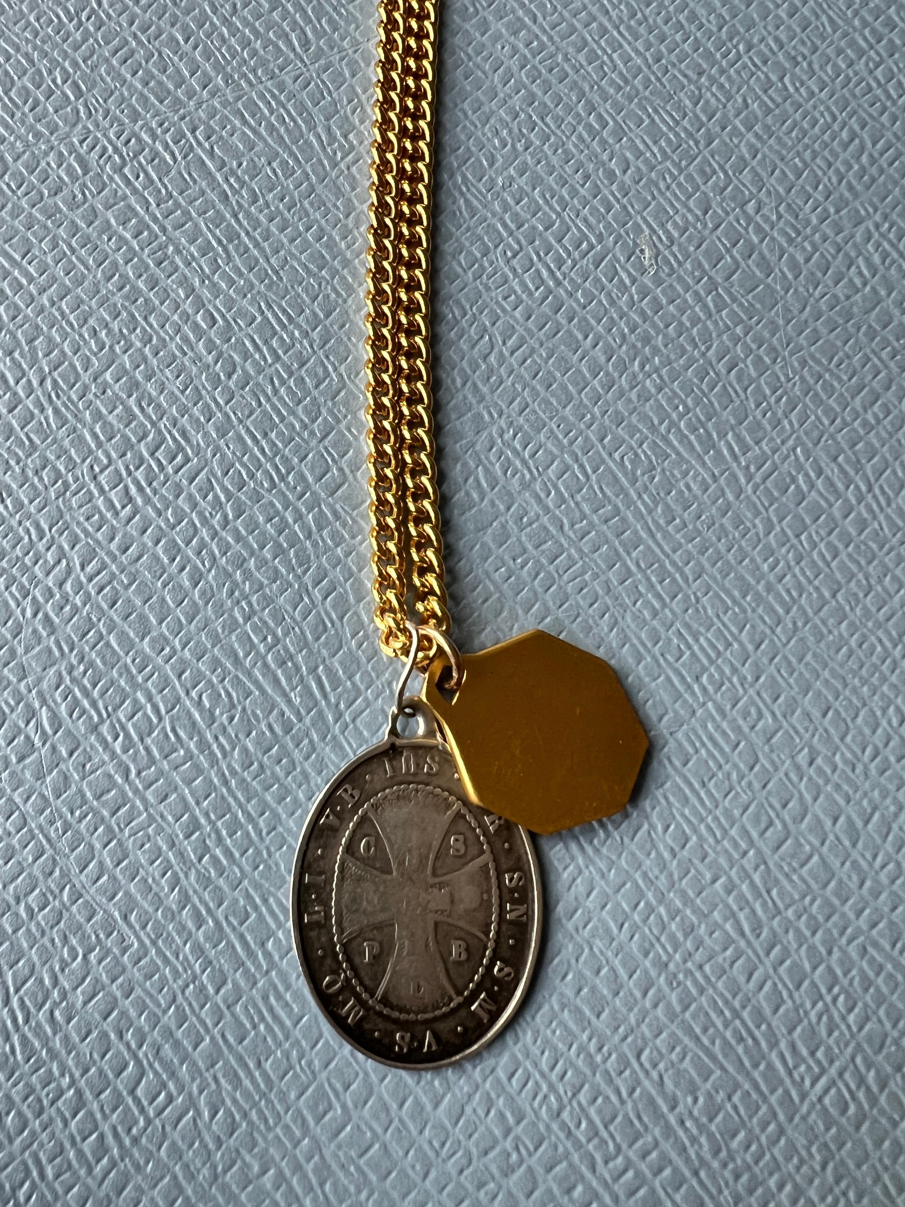 Medal Necklace Pendant Vintage Virgin Mary Silver Gold Plated J Dauphin 3
