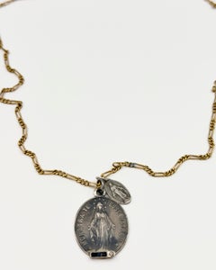 Collier Médaille Saphir Diamant Médaille Française Vintage