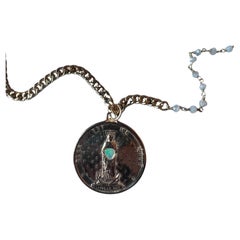Opal Medal Necklace Chain Pearl Rosario