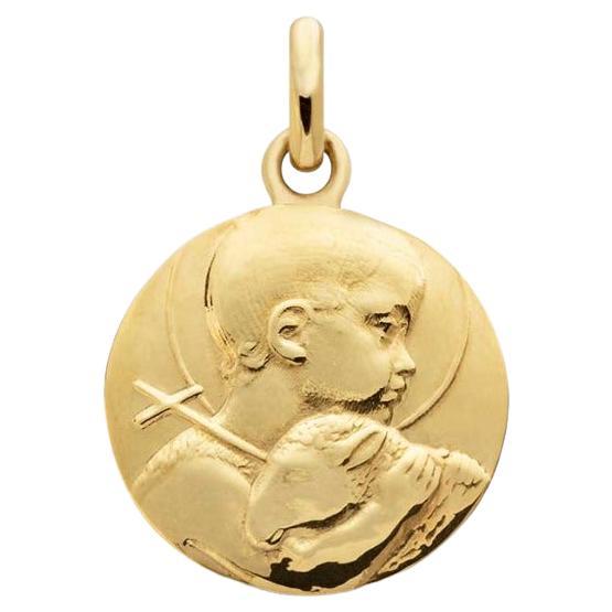 Medal Pendant Saint Jean Baptise Yellow Gold For Sale