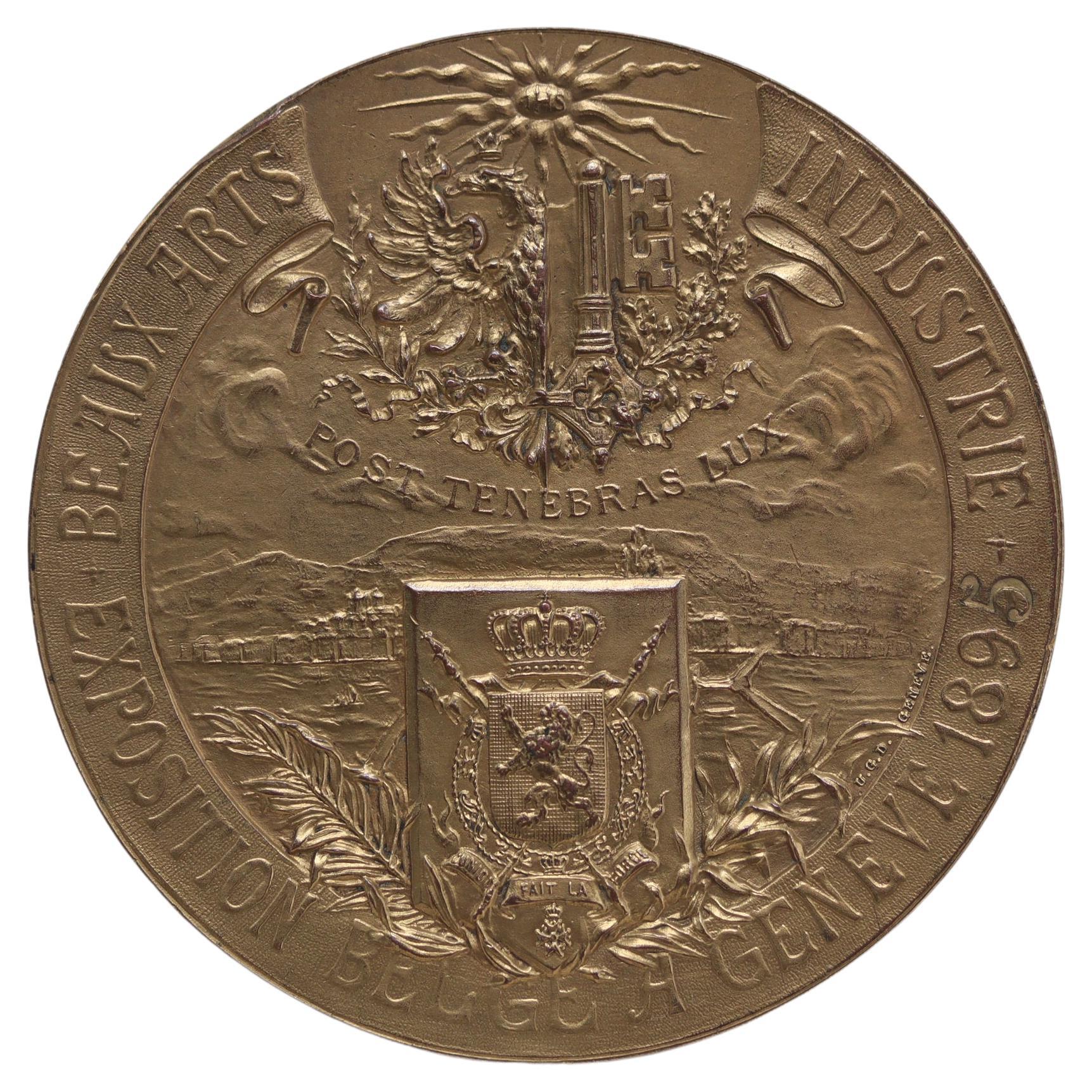 Medal probably made for Belgian delegation to Geneva Exposition 1896 For Sale