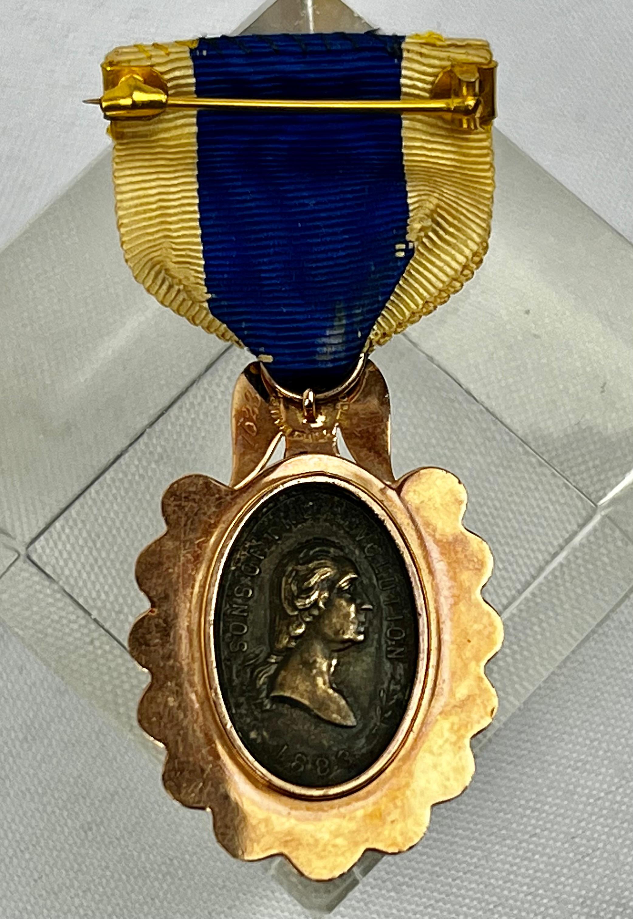 Sons of the Revolution Medal, Bailey, Banks & Biddle, 1883 In Good Condition In West Palm Beach, FL