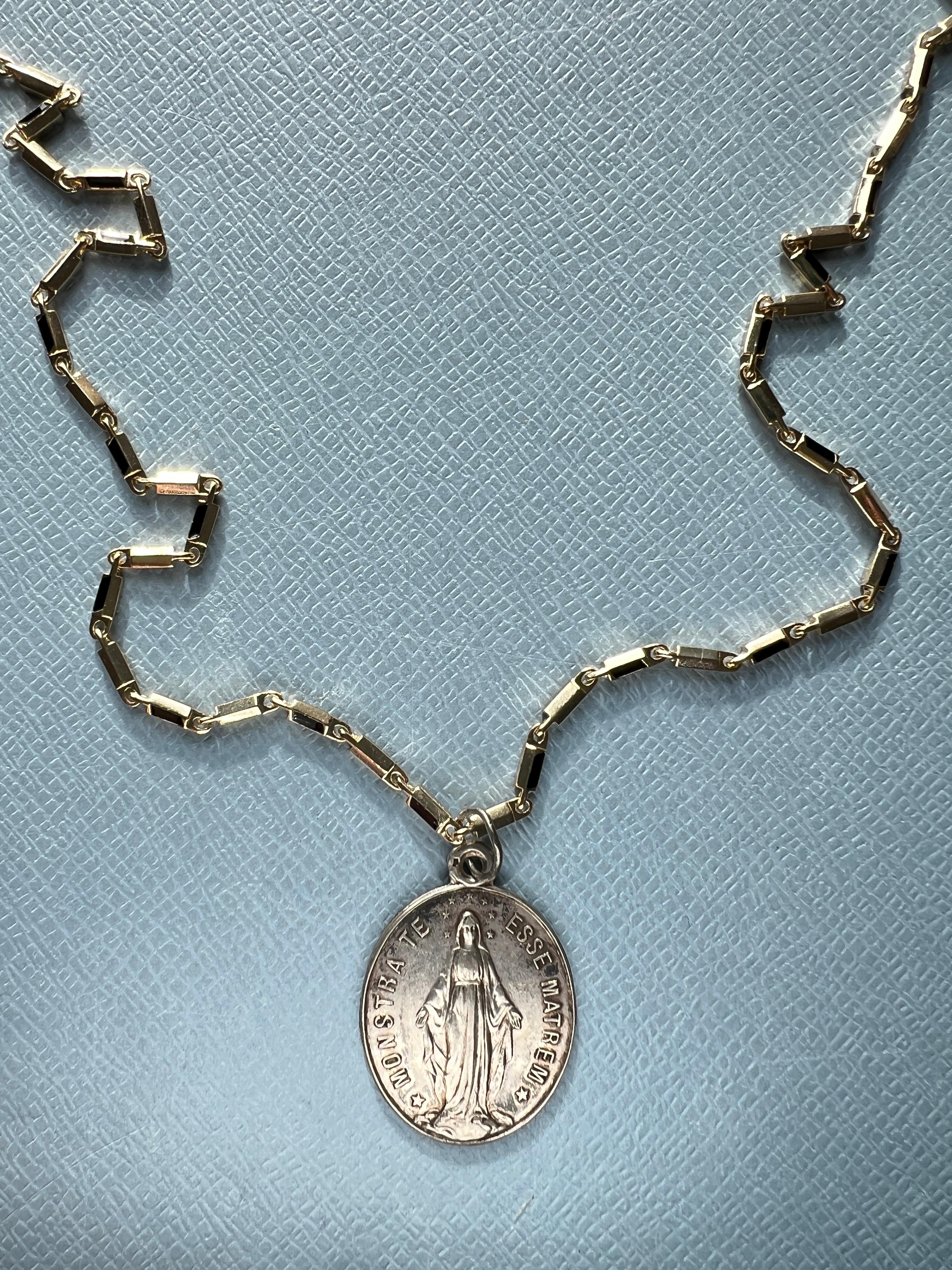 Early Victorian Medal Virgin Mary Chain Necklace For Sale