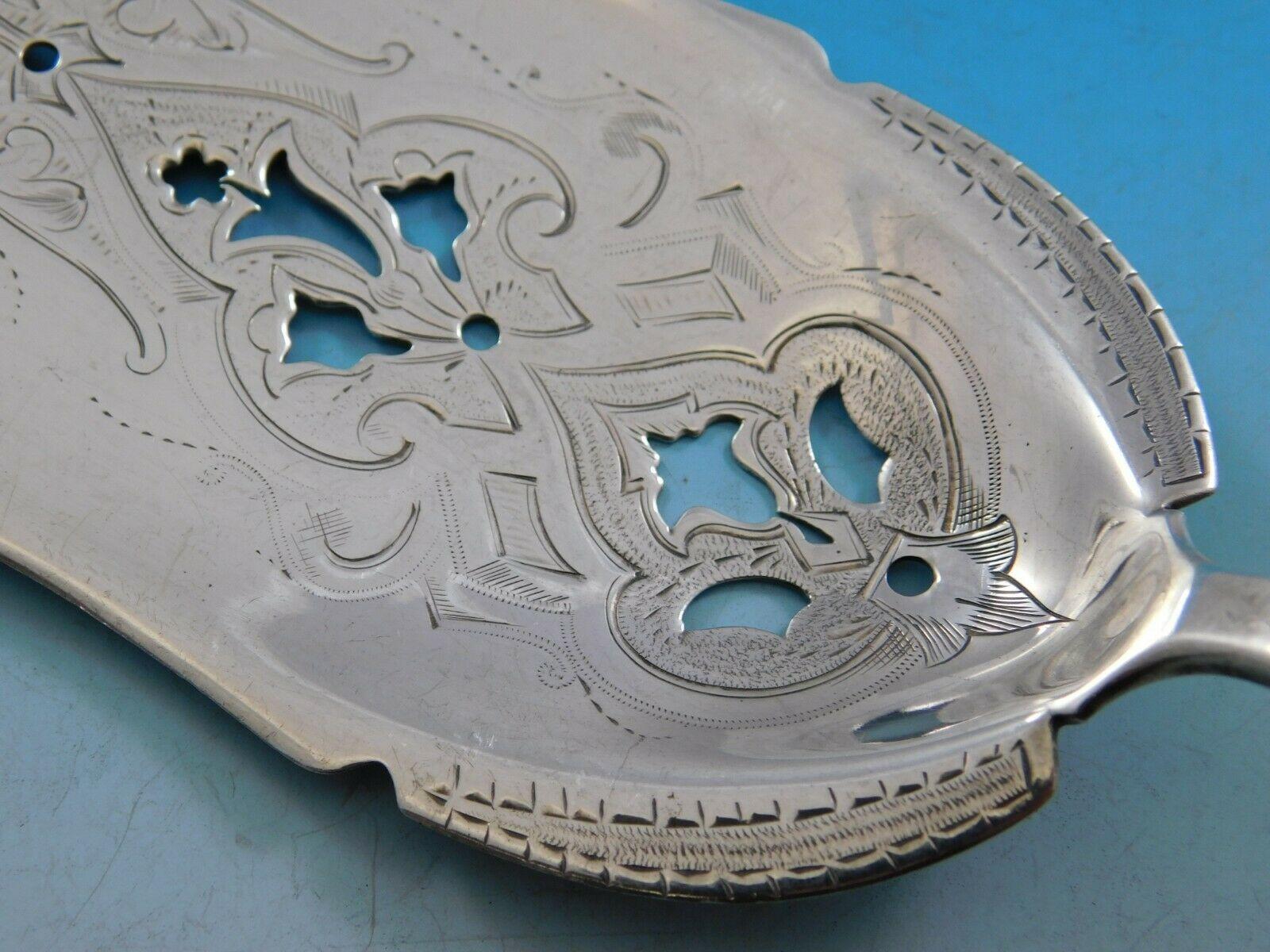 Medallion Aka Warrior by Wood & Hughes Sterling Silver Fish Server Pierced Blade 1