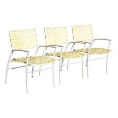 Vintage Medallion Aluminum Yellow Woven Vinyl Strap Patio POOL Lounge Chair, 1 Chair