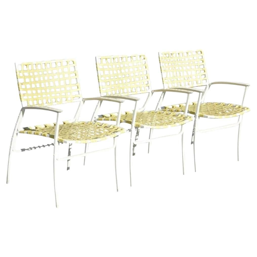 Medallion Aluminum Yellow Woven Vinyl Strap Patio Pool Lounge Chair - 1 Chair