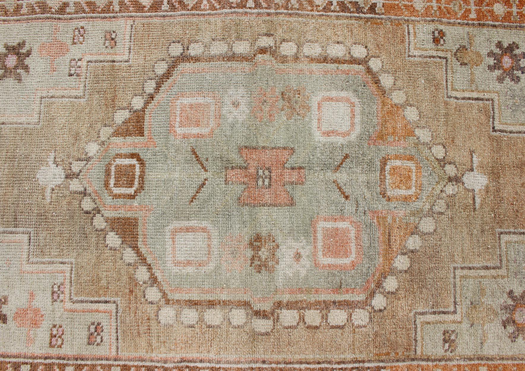 Mid-20th Century Medallion Antique Oushak Rug from Turkey For Sale