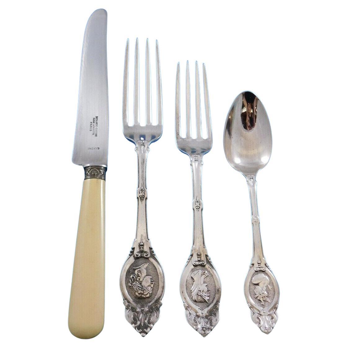 Medallion by John Polhamus / Shiebler Sterling Silver Flatware Set 48 pcs Mary For Sale