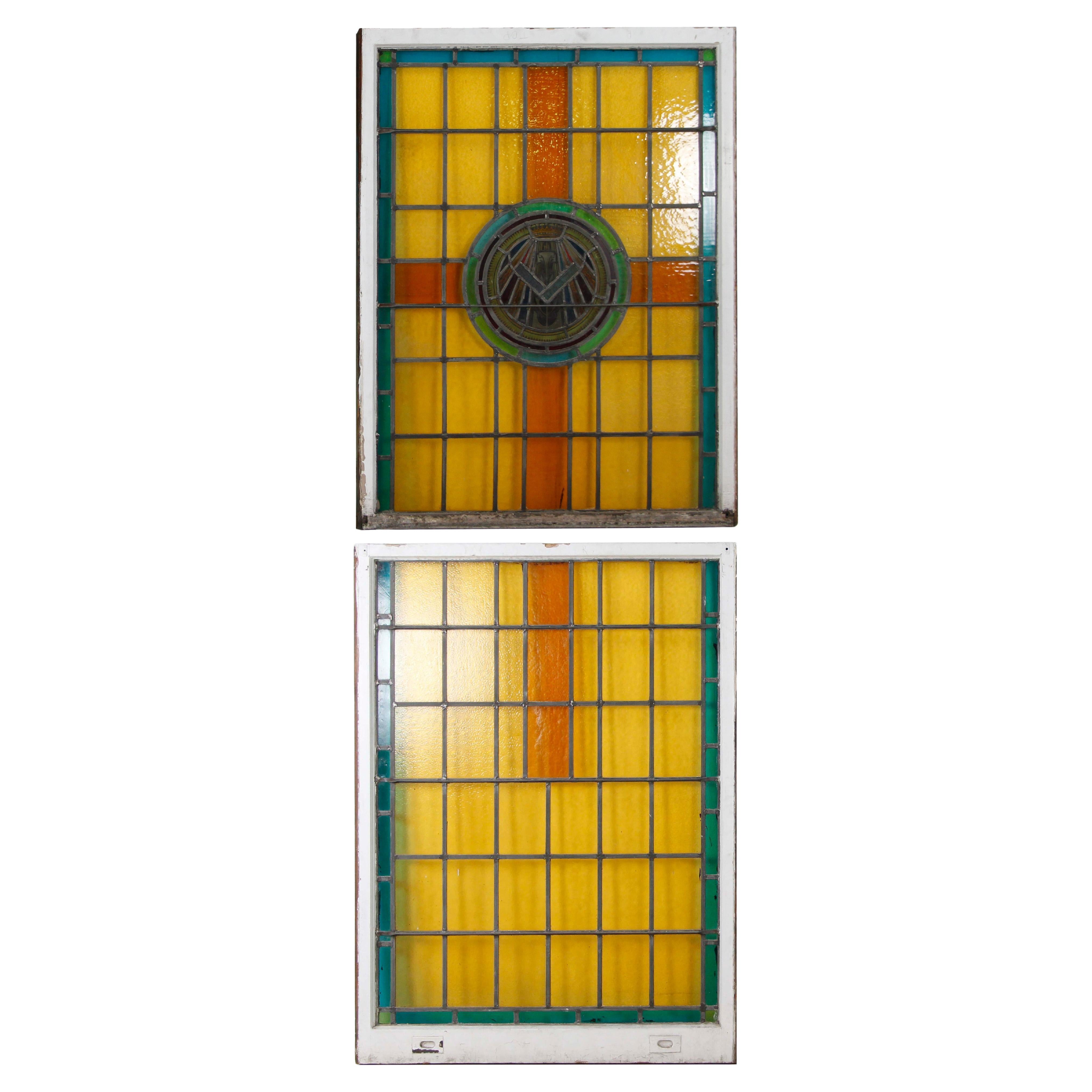 Medallion Church Stained Glass Double Hung Windows