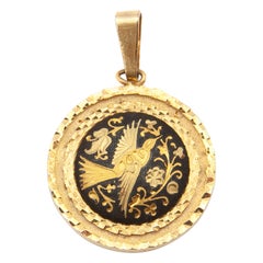 Médaillon Damascène Toledo Pendentif breloque plaqué or noir