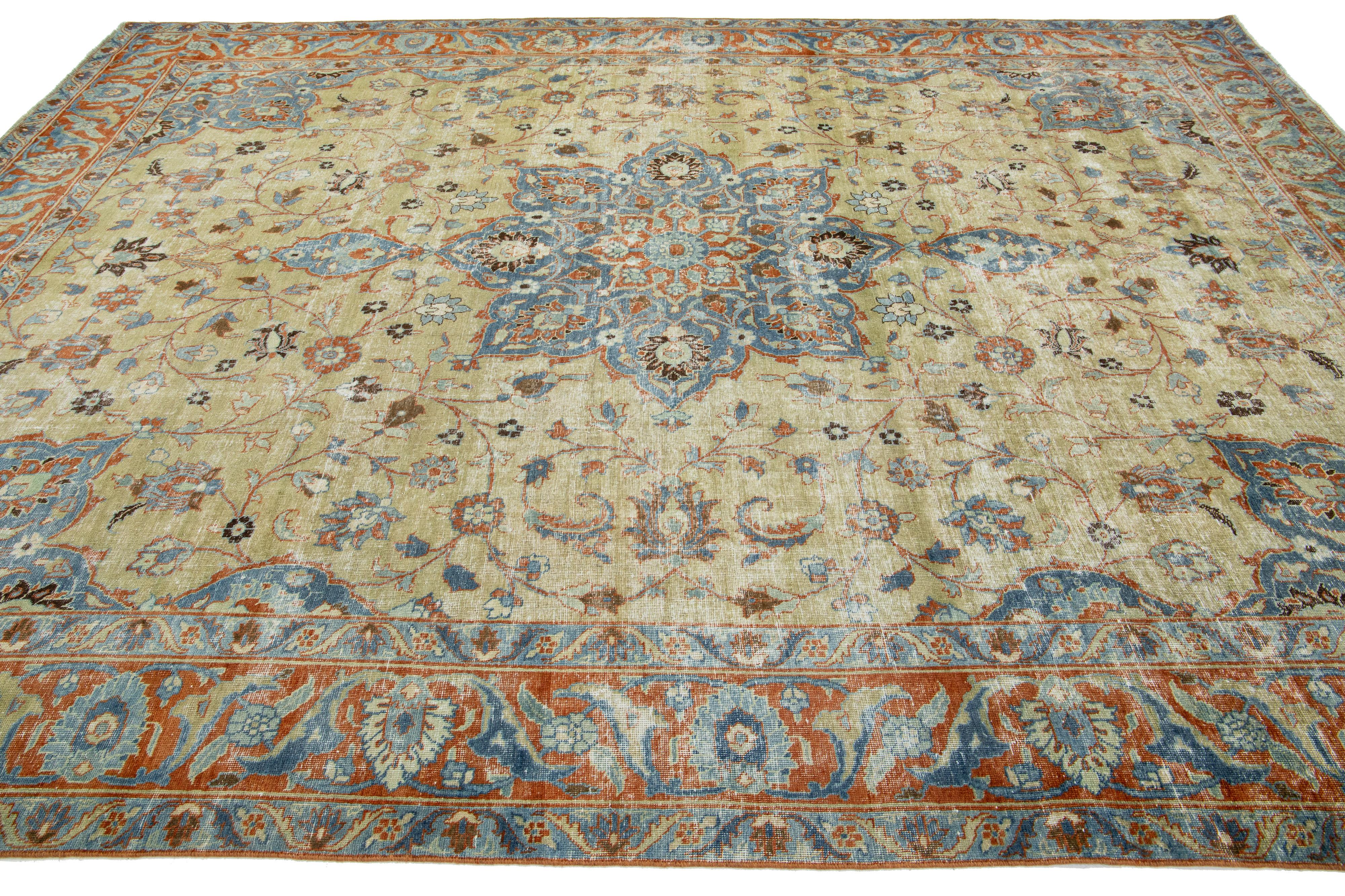 Medallion Designed Antique Wool Rug Persian Tabriz From 1900s In Excellent Condition For Sale In Norwalk, CT