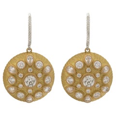 Medallion Earrings with Mixed Shaped Diamonds in 18K Gold