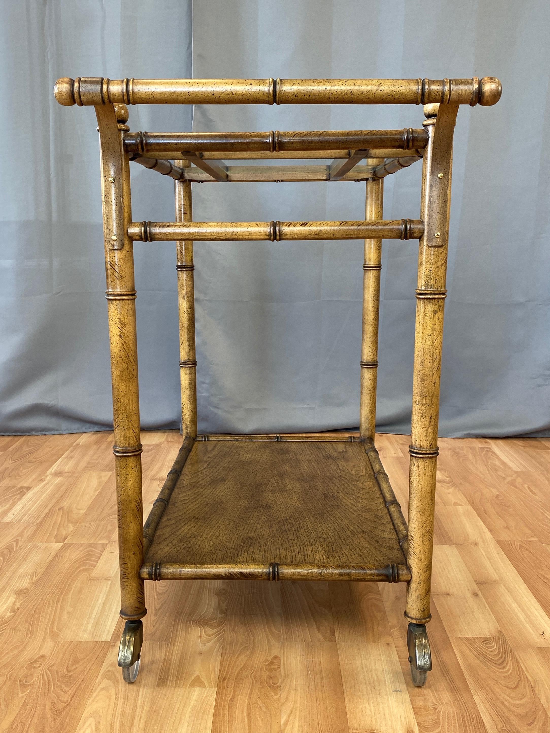 Medallion Limited Chinese Chippendale-Style Faux Bamboo Oak Bar Cart, 1960s In Good Condition In San Francisco, CA