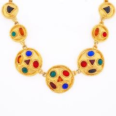 Collar de eslabones medallón con cristal "Gripoix" de Les Bernard, años 80