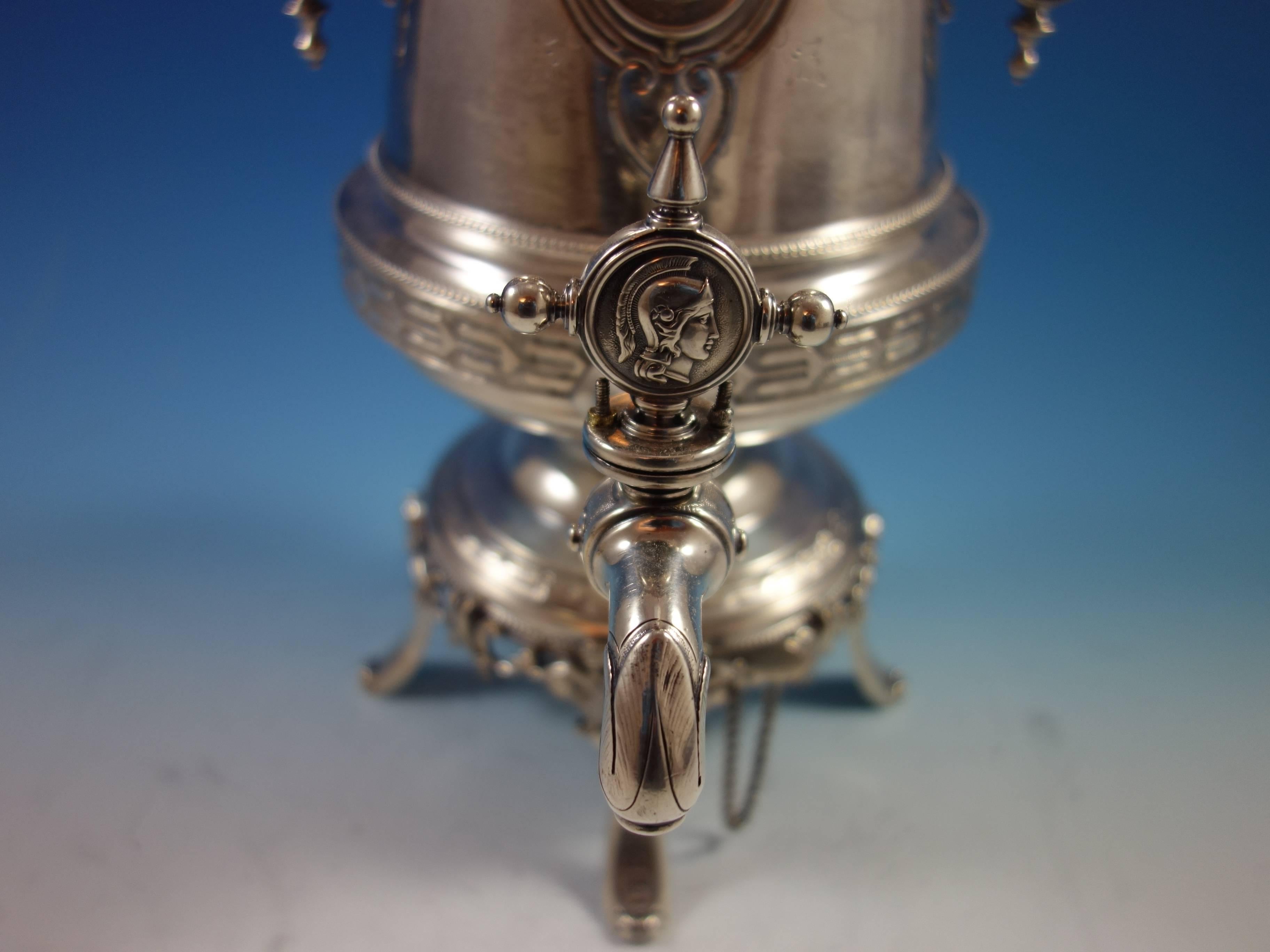 20th Century Medallion S. Mead & Co Sterling Silver Samovar Hot Water Urn Egyptian Hollowware