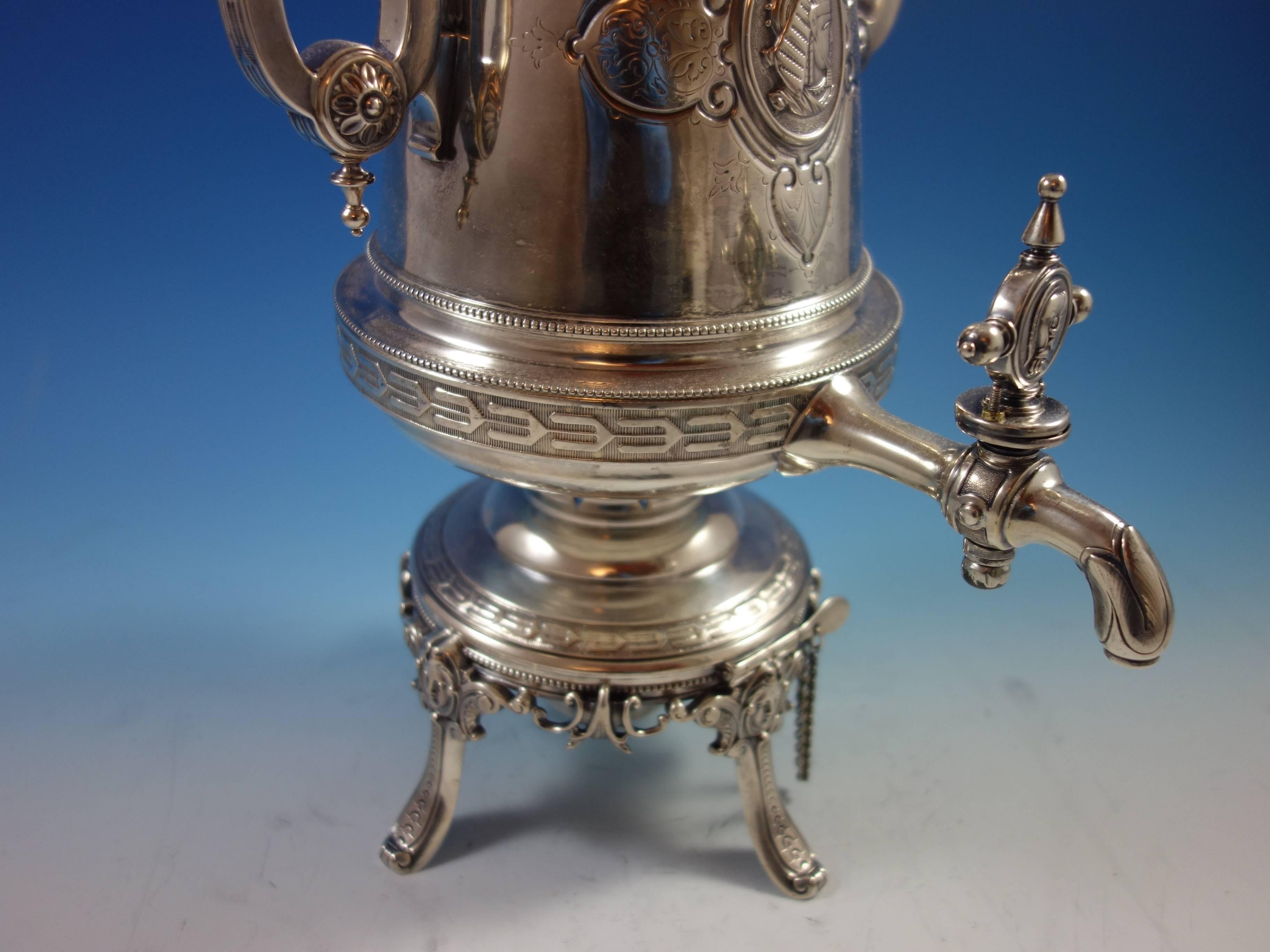 Medallion S. Mead & Co Sterling Silver Samovar Hot Water Urn Egyptian Hollowware 3