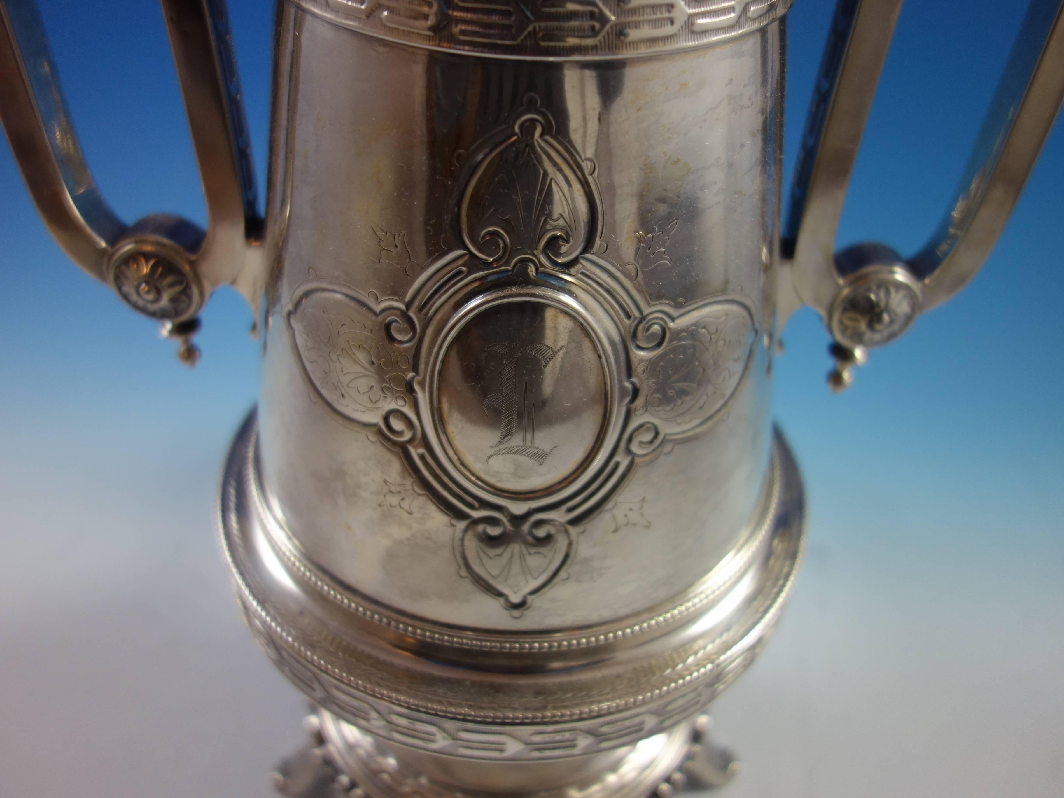 Medallion S. Mead & Co Sterling Silver Samovar Hot Water Urn Egyptian Hollowware 5
