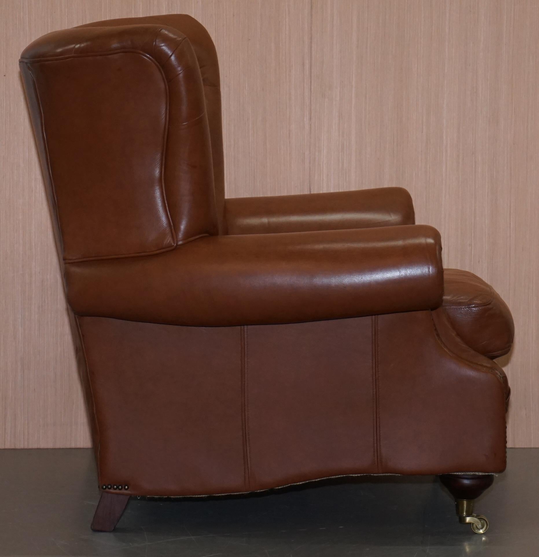 Medallion Upholstery Brown Leather Chesterfield Armchair Part of Suite 3