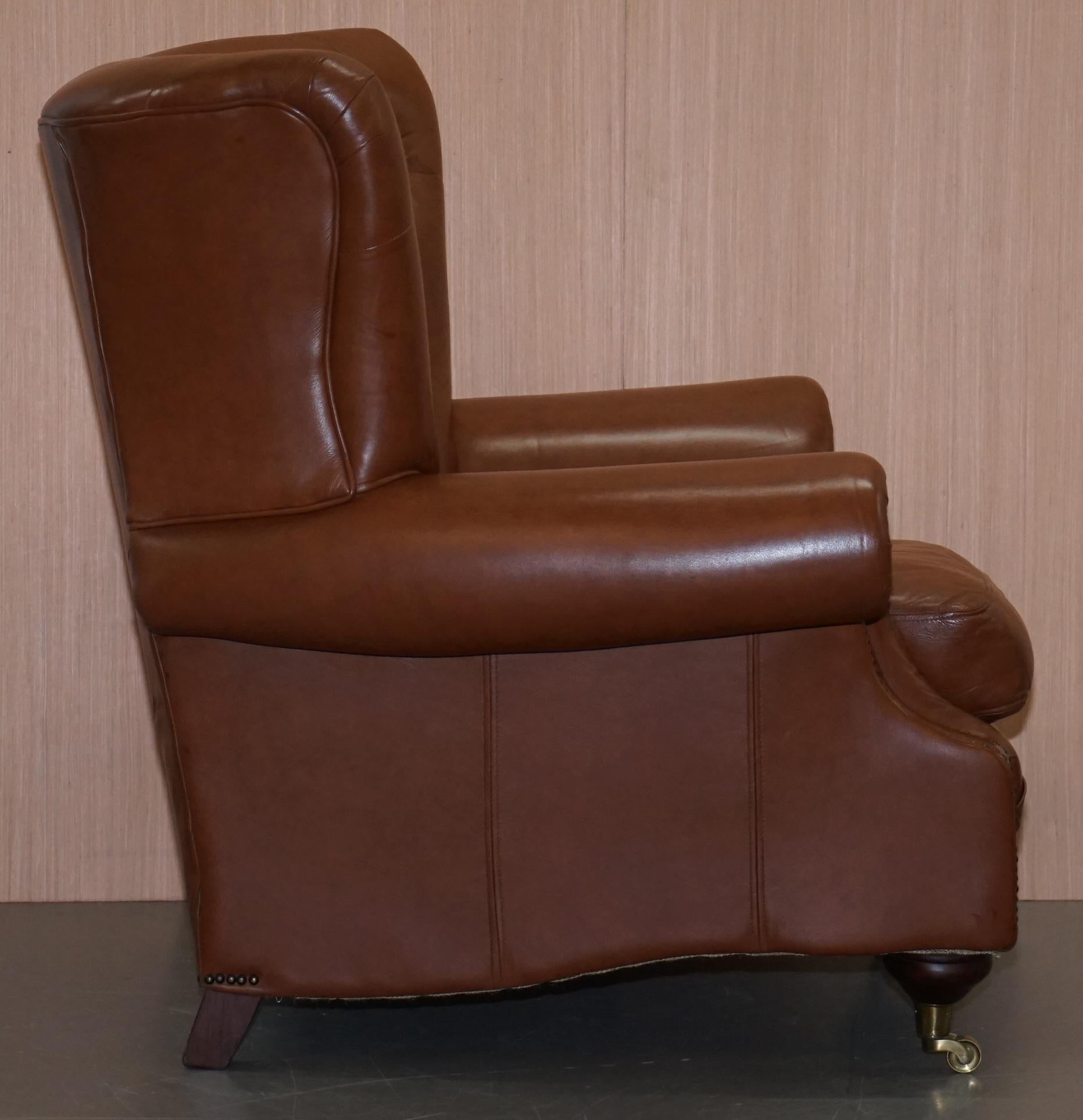 Medallion Upholstery Brown Leather Chesterfield Armchair Part of Suite 2