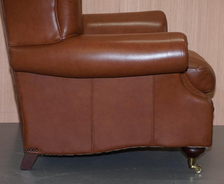 Medallion Upholstery Brown Leather Chesterfield Armchair Part of Suite