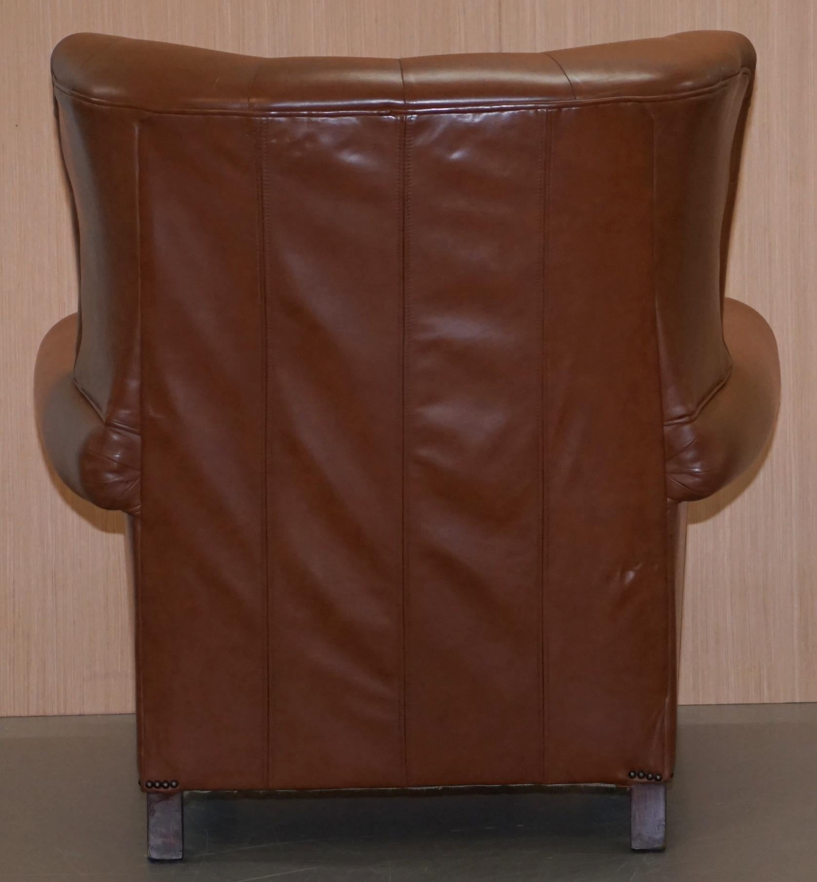 Medallion Upholstery Brown Leather Chesterfield Armchair Part of Suite 5