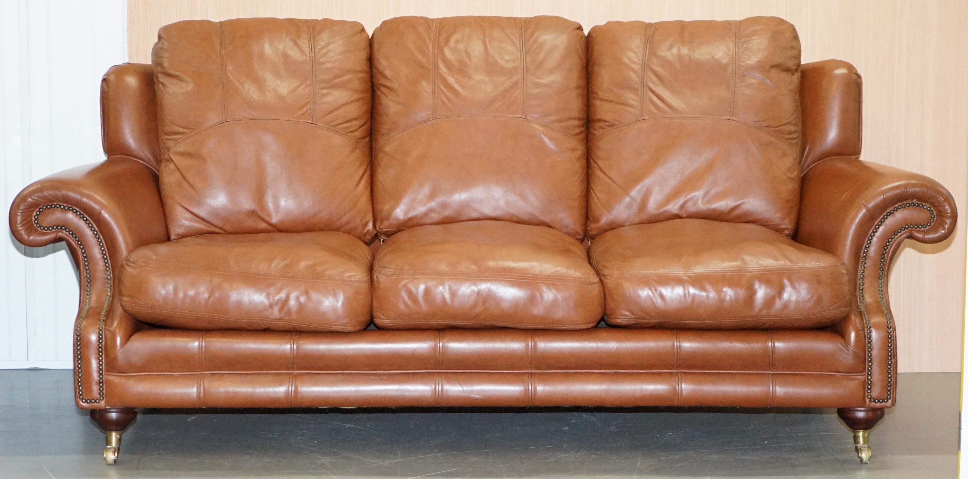 We are delighted to offer for sale this stunning RRP £3699 Medallion upholstery LTD San Remo Tan brown leather three seat sofa which is part of a suite

As mentioned this sofa is part of a suite, I also have the matching two seat sofa and armchair