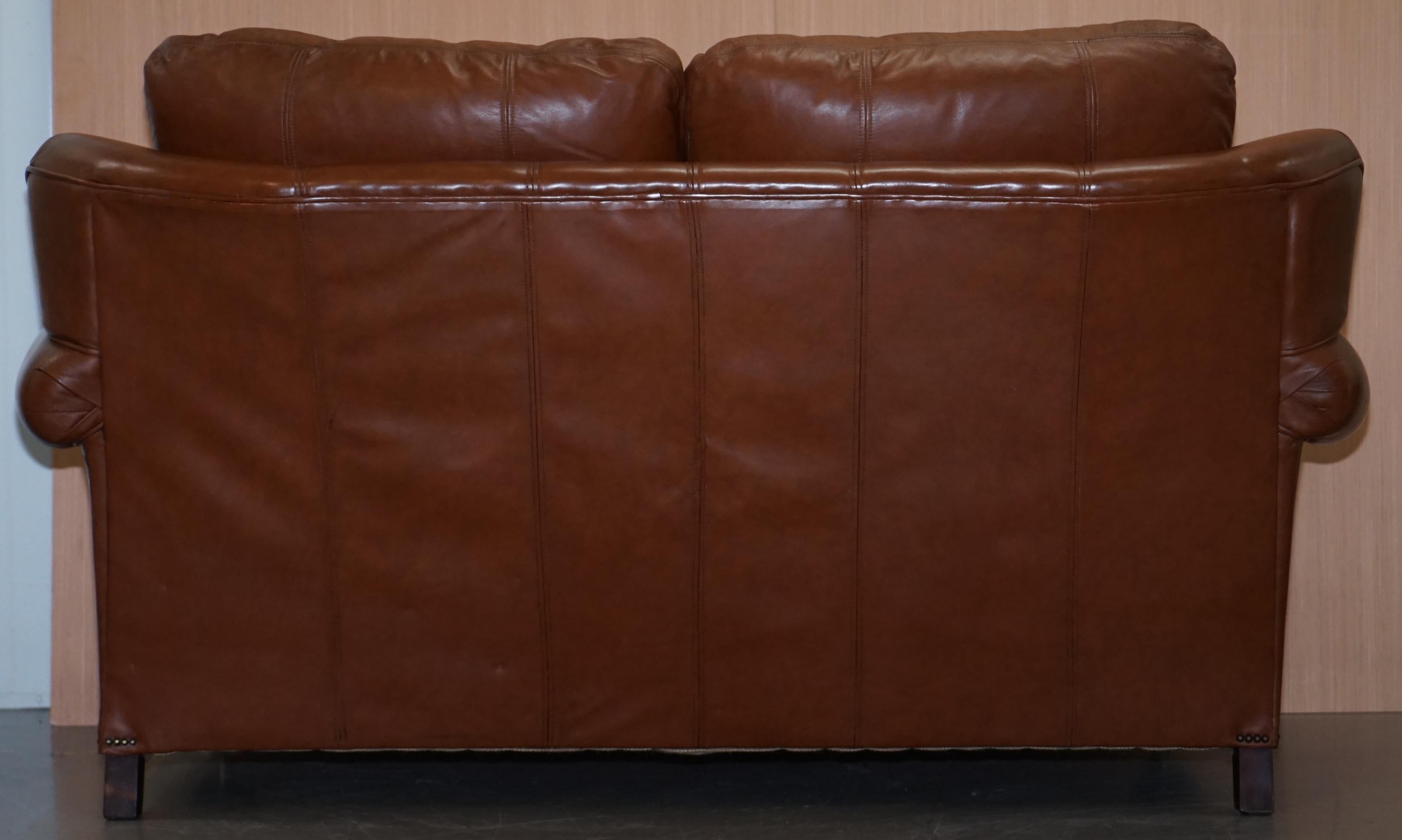 Medallion Upholstery Brown Leather Two-Seat Sofa Part of Large Suite 9