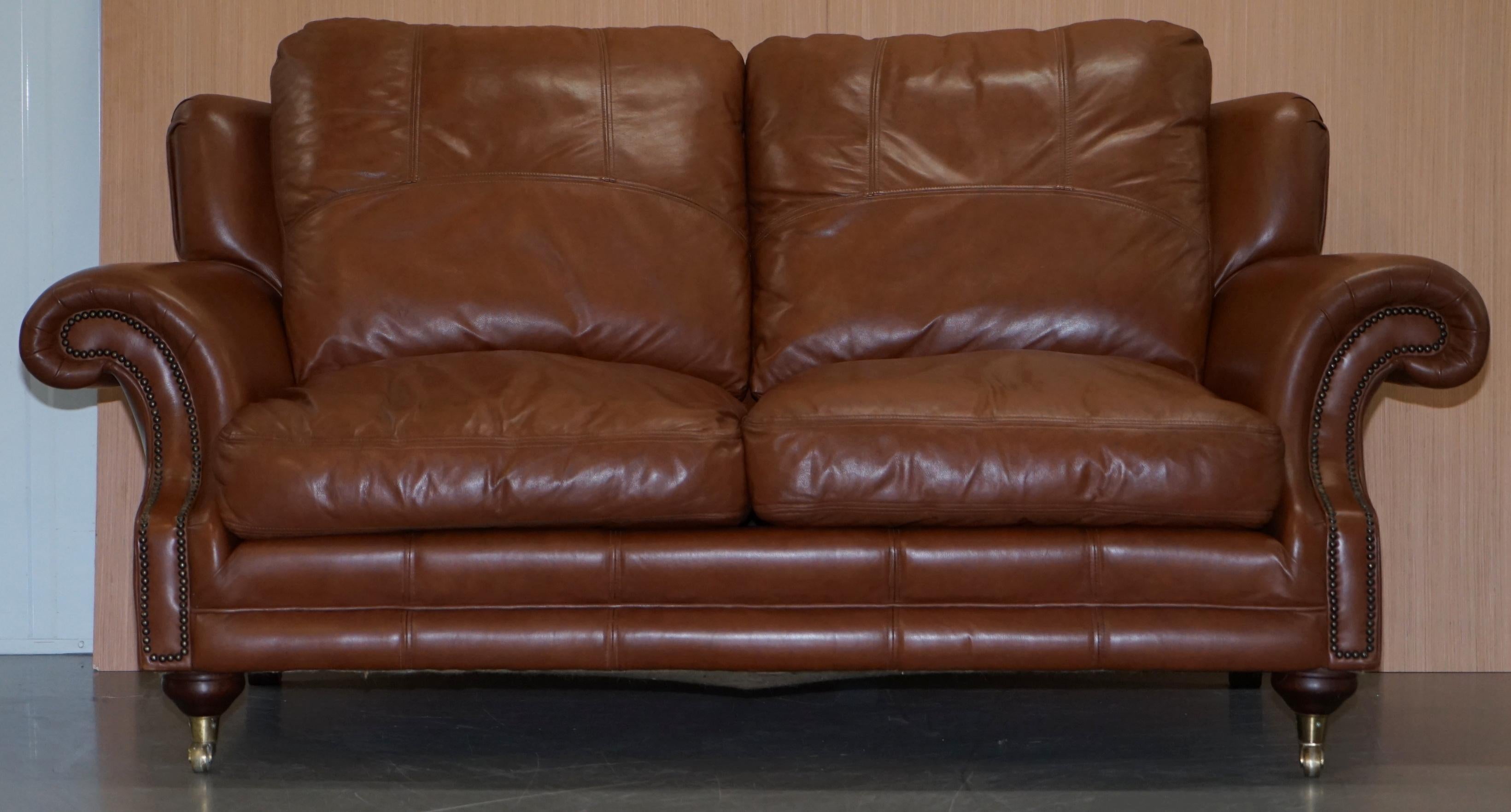 We are delighted to offer for sale this stunning RRP £3299 Medallion upholstery LTD San Remo Tan brown leather two-seat sofa which is part of a suite

The suite came from a rather prestigious clients mansion home in Chelsea, they had the home