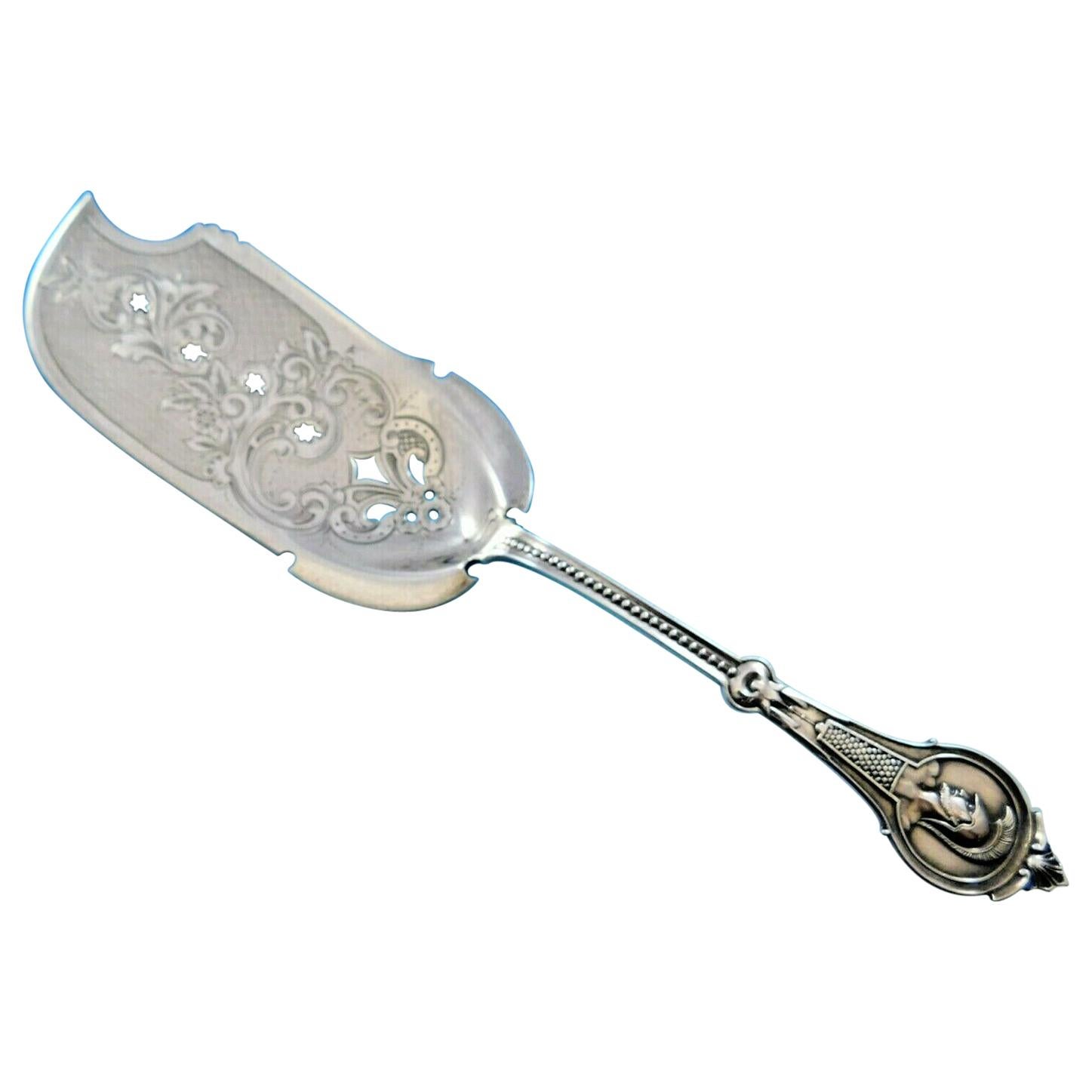 Byzantine by Wood and Hughes Sterling Silver Master Salt Spoon Goldwashed 3 3/4" 