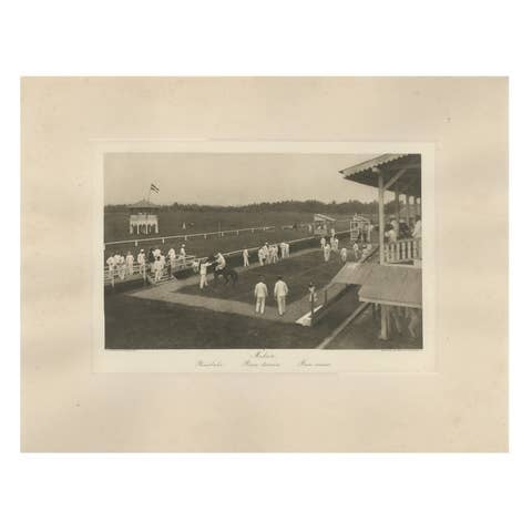 Medan Race-Course, Colonial Era Horse Racing Scene, Antique Photogravure c.1900
