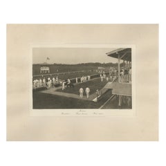 Hippodrome de Medan, scène de course de chevaux à l
époque coloniale, Photogravure ancienne c.C.