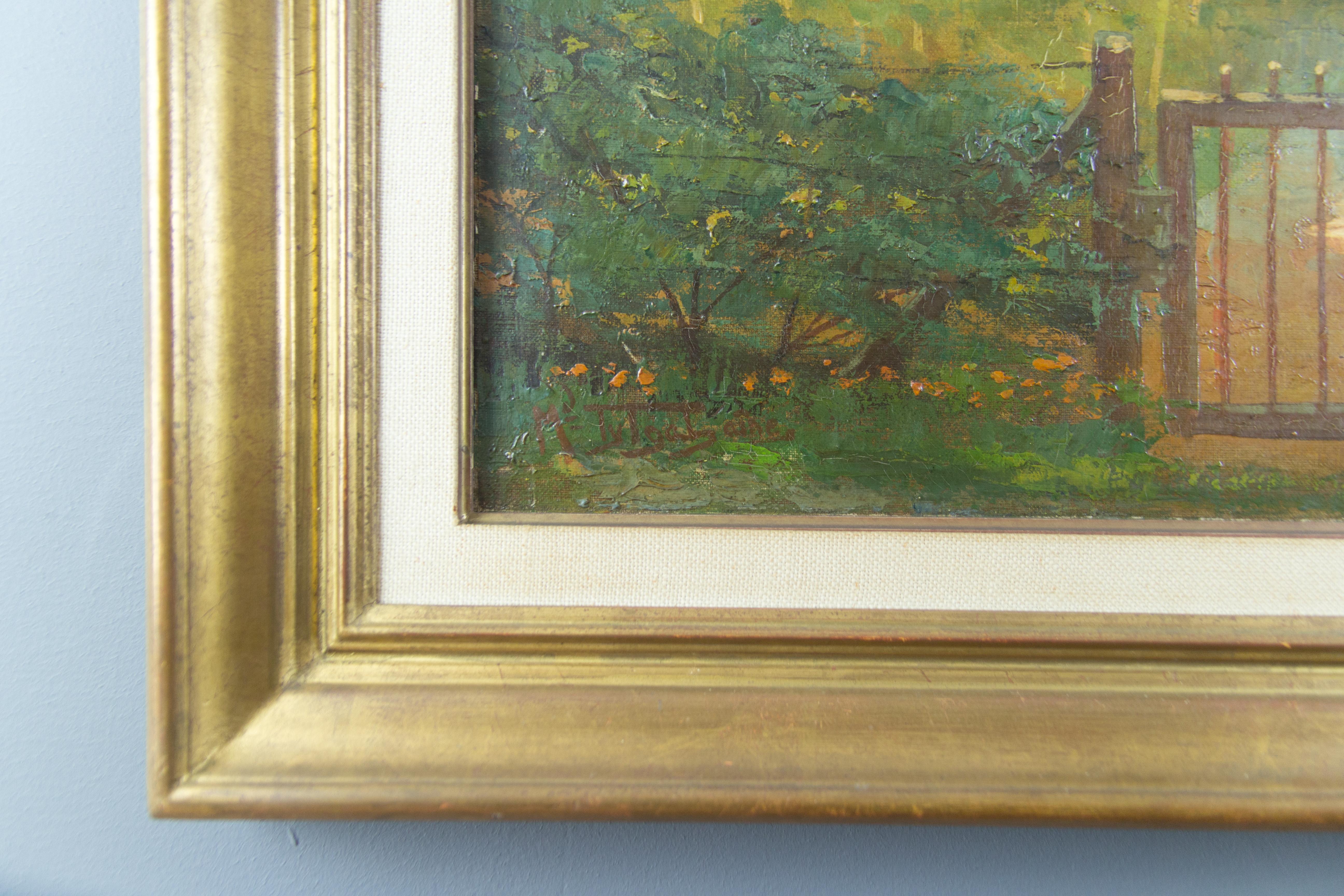 Belgian Médard Tytgat Painting of a Landscape with Garden For Sale