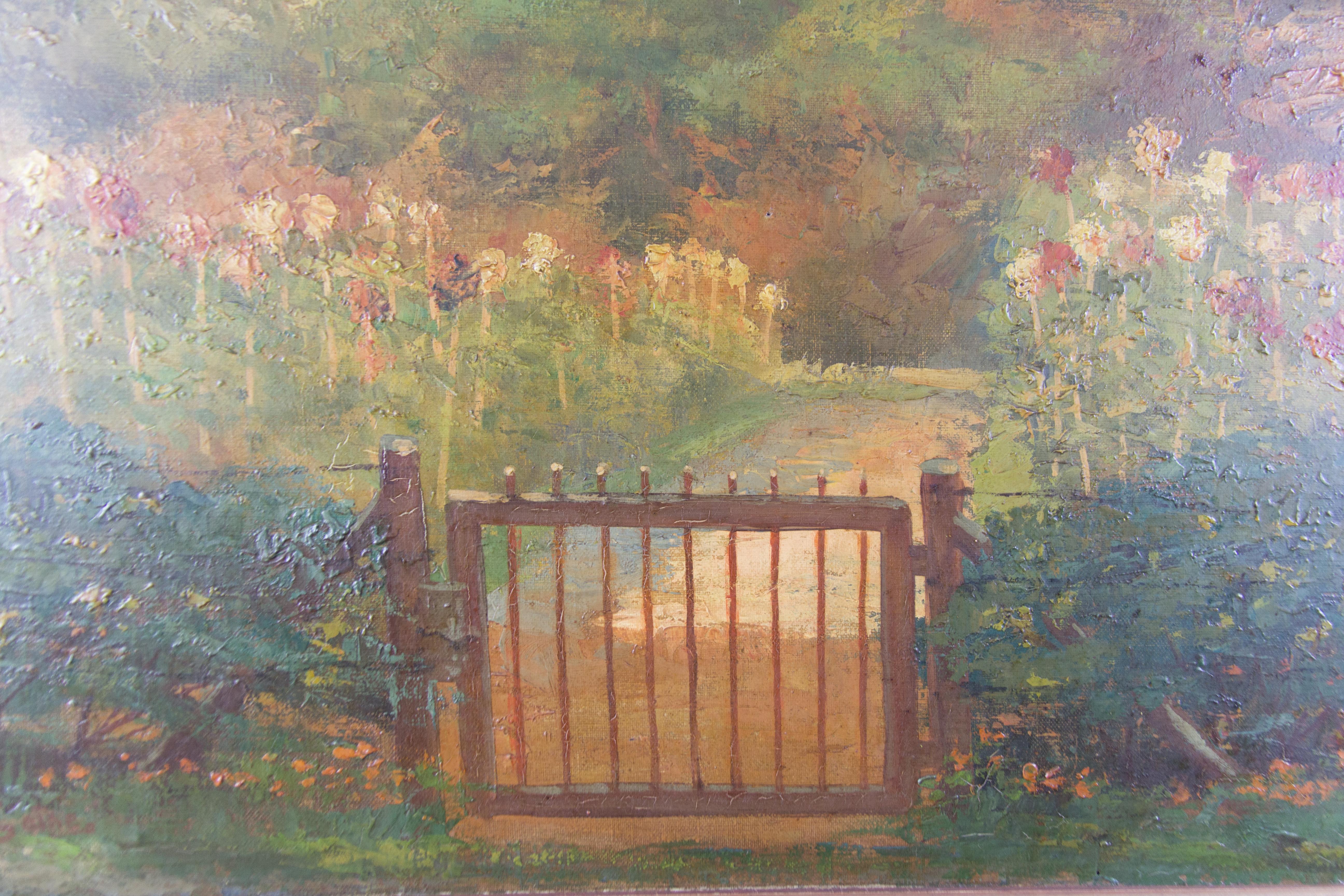 Médard Tytgat Painting of a Landscape with Garden For Sale 3