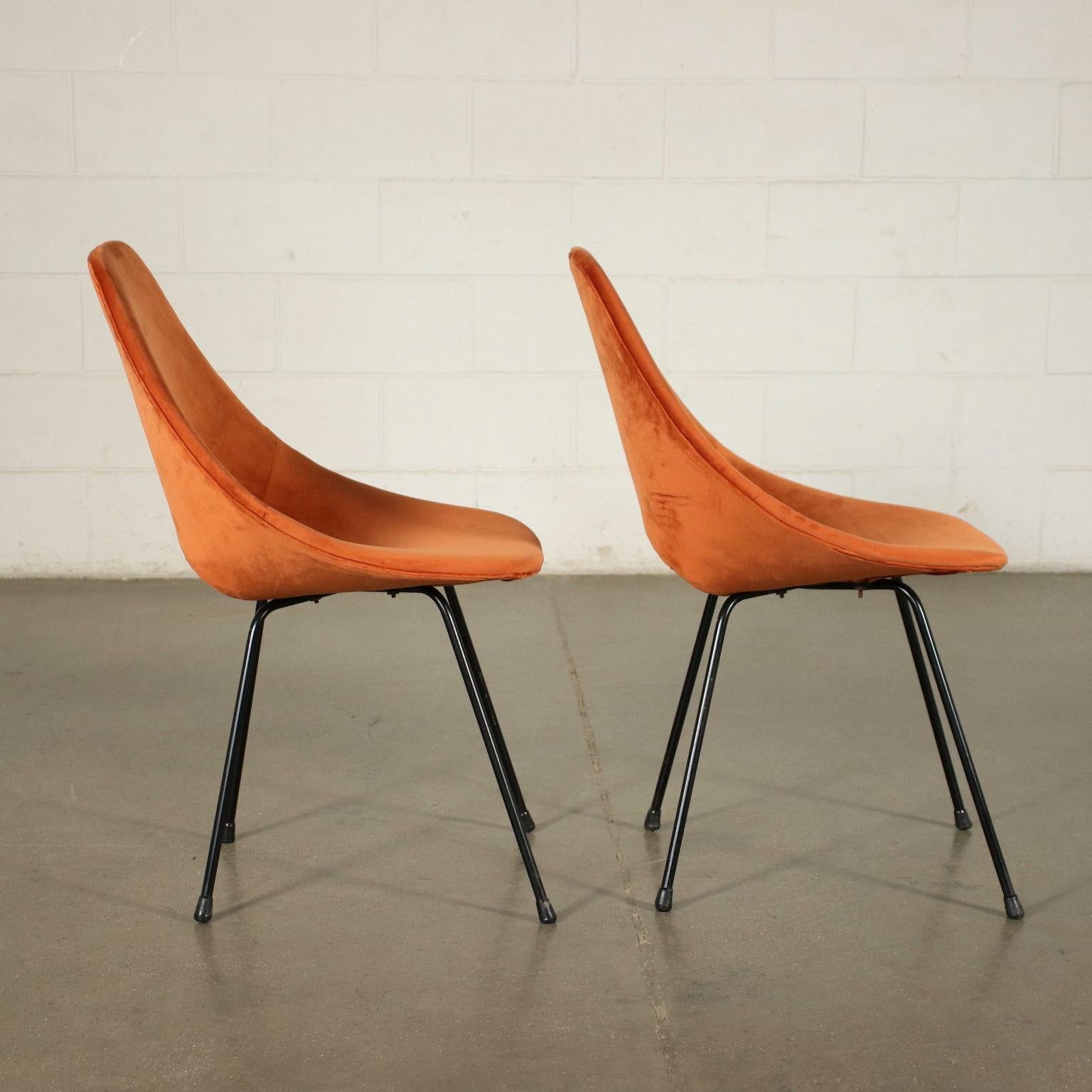 Mid-Century Modern Medea Chairs Bentwood Velvet Foam Metal Rod, 1960s