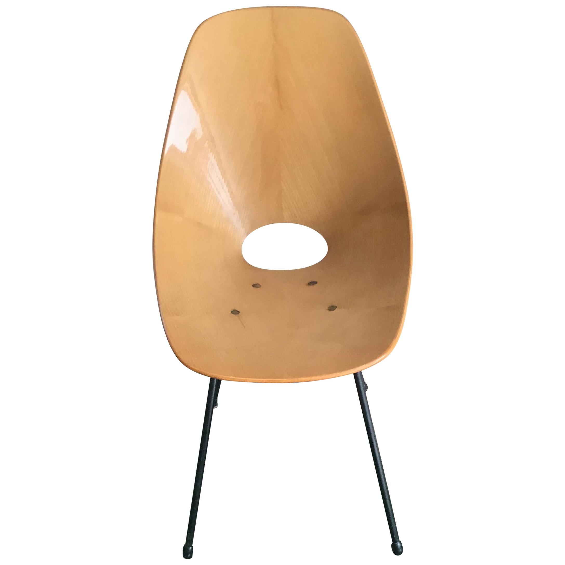 Medea “Fratelli Nobili” Chair Wood Brass Iron, 1955, Italy
