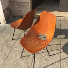Medea "Fratelli Tagliabue " Silla N. 2 Latón Hierro curvado Madera 1950 Italia