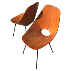 Retro Medea "Fratelli Tagliabue " N. 2 Chair Brass Iron curved Wood 1950 Italy 