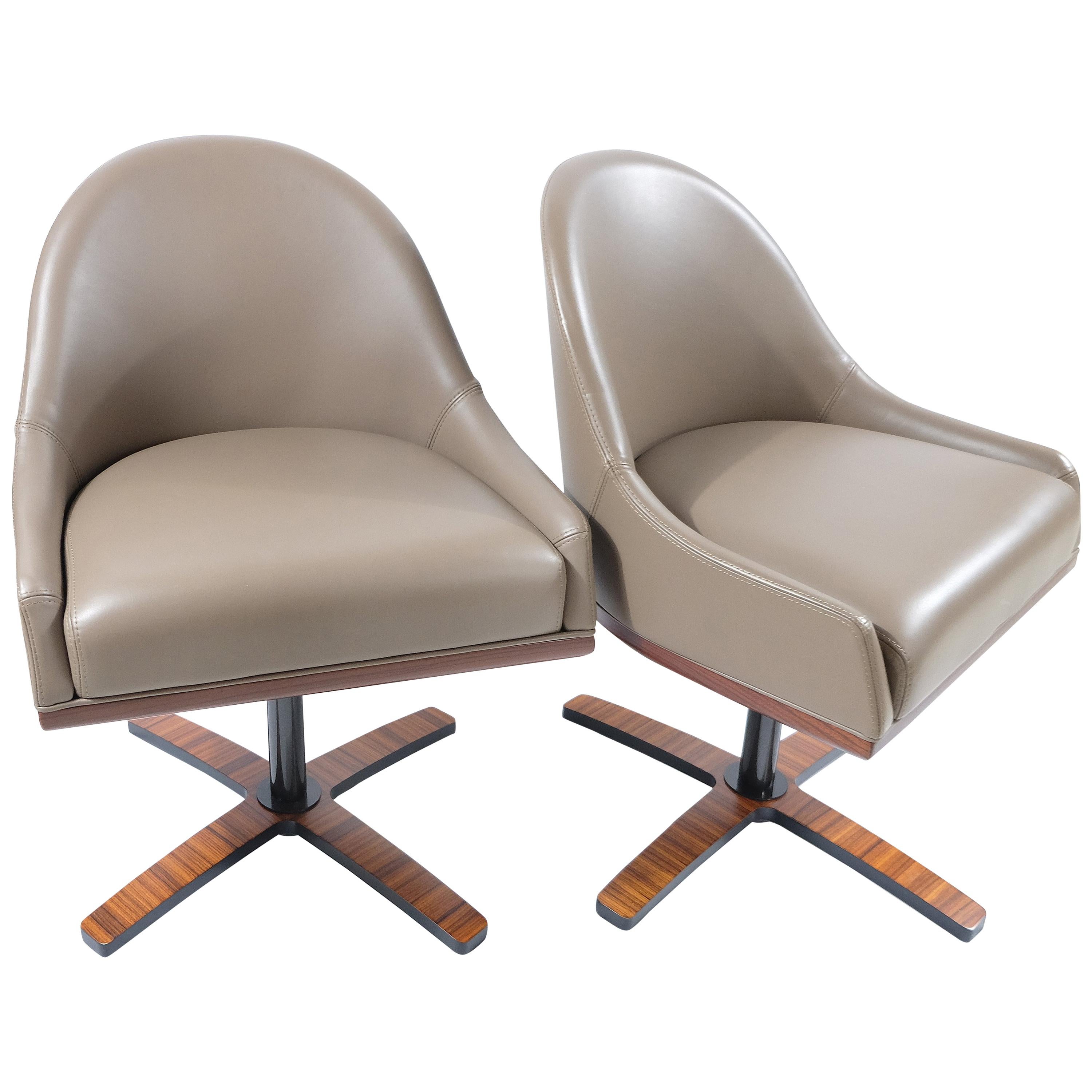 Umberto Asnago Medea Mobilidea "Chic" Swivel Chairs, Pair