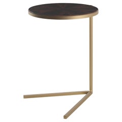 Medea Romeo Side Table: Wooden Frame, Bronze Finish, Marble Top