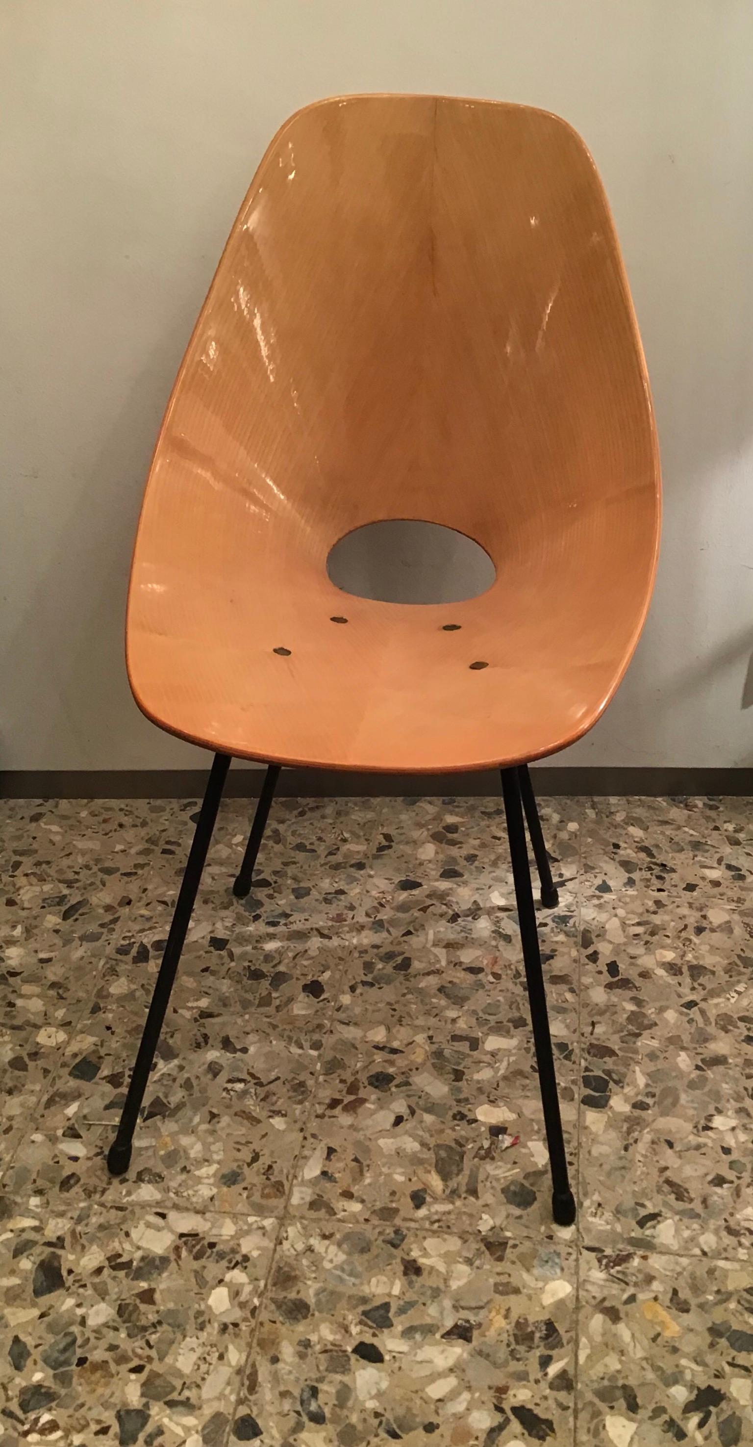 Other Medea Vittorio Nobili “Fratelli Tagliabue “Chairs Wood Iron, 1950, Italy