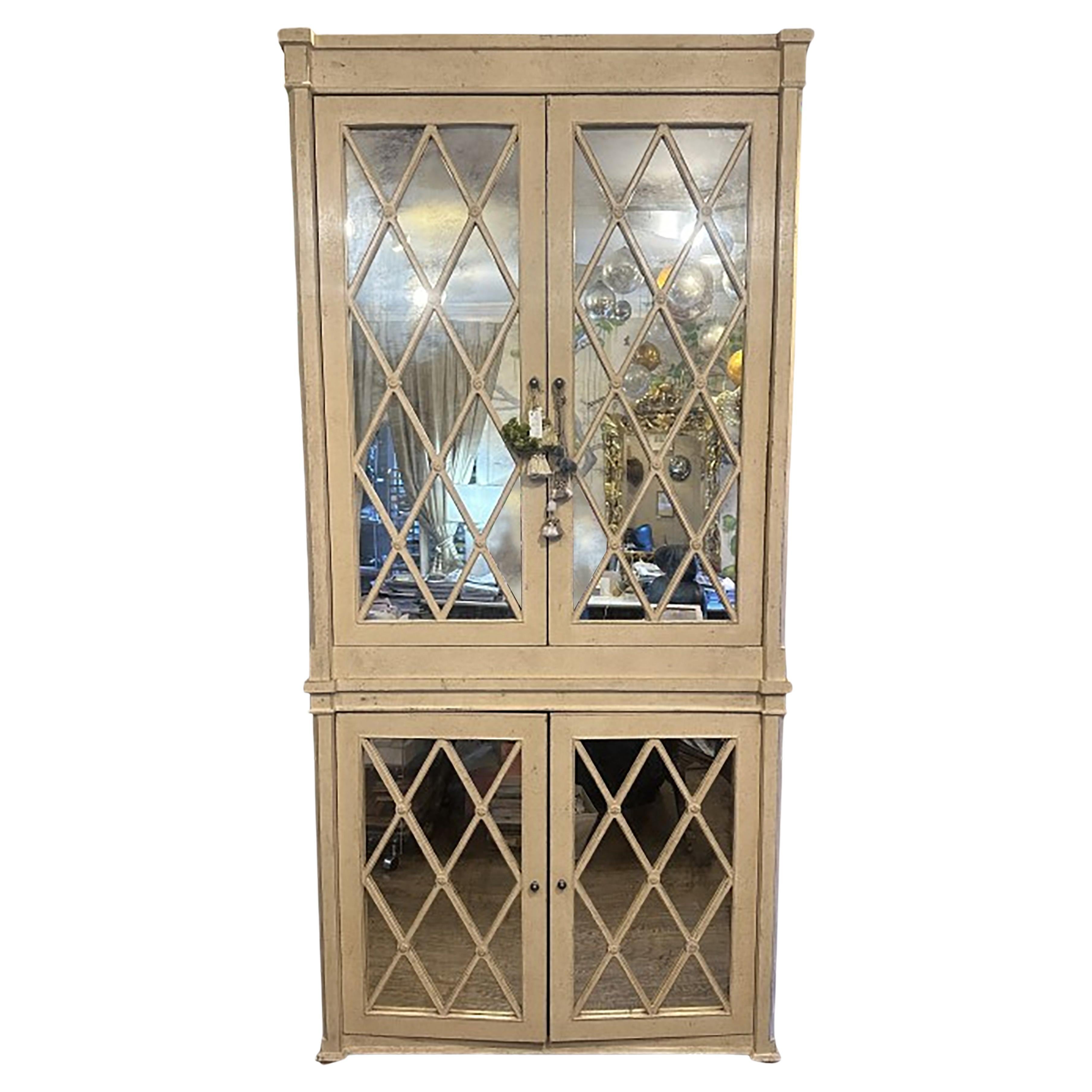 Media Armoire with Mirrored Cabinet Doors For Sale